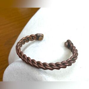 Vintage Braided Copper Cuff Bracelet Unisex 6.5” Healing Energy Rustic Look